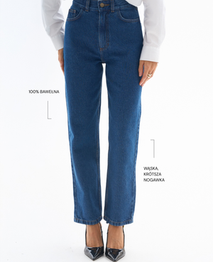     Jeansy AUSTIN Navy z wąską nogawką dla niskich kobiet do 164 cm wzrostu, model Petite.