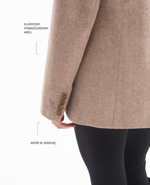 Marynarka SAVA Premium Merino Wool w jodełkę ze 100% wełny merino dla niskich kobiet do 164 cm wzrostu.