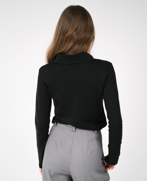 Polo z merino wool dla kobiet petite do 164 cm wzrostu, ujęcie tyłem.
